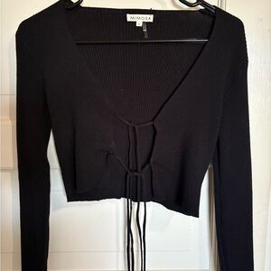 Ribbed Double-Tie Cardigan